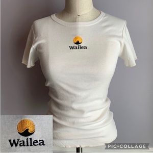 Wailea embroidered white all cotton baby T-shirt with serge edges